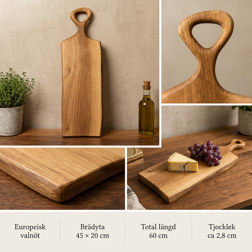 Skärbräda & serveringsbräda i europeisk valnöt – 60 cm