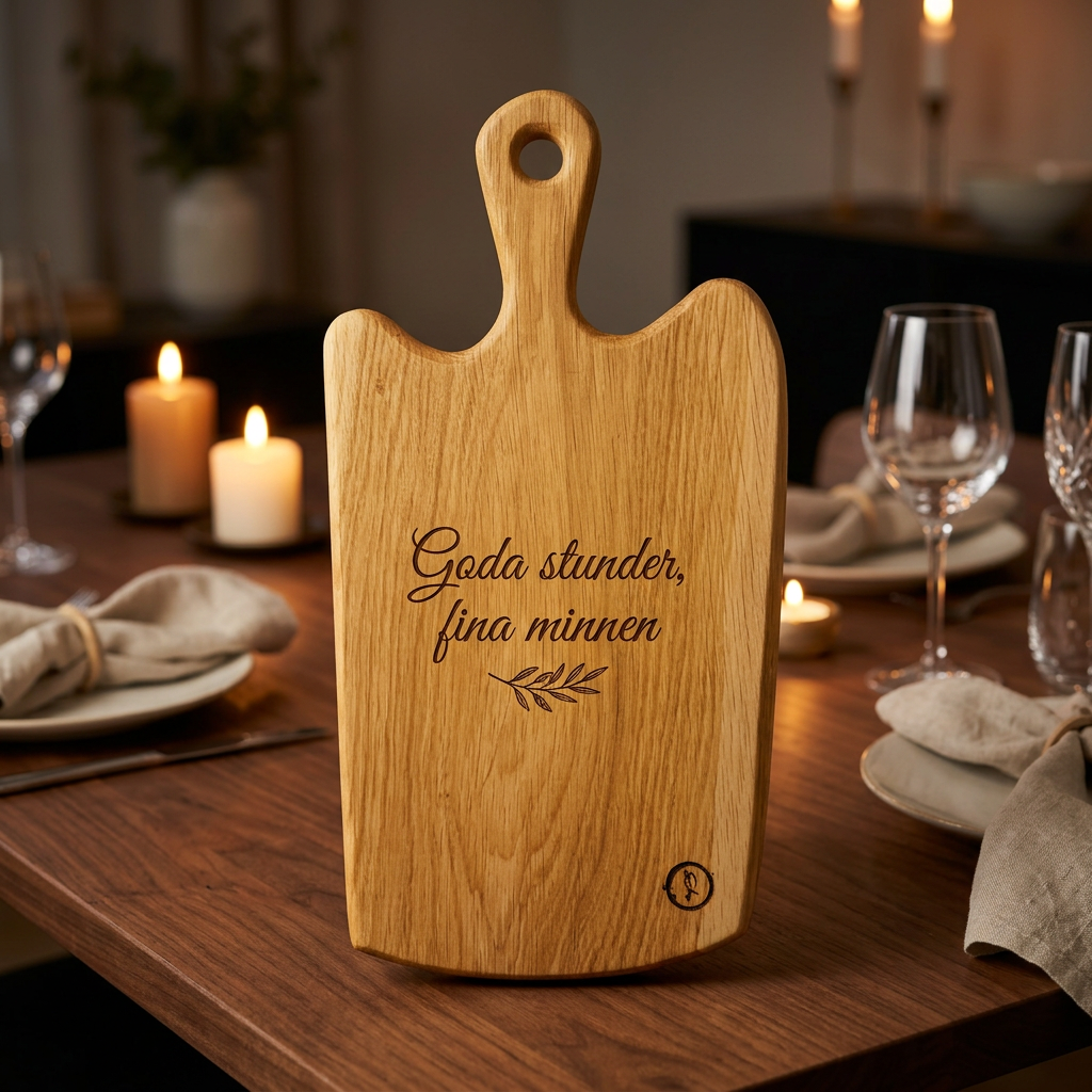Skärbräda & serveringsbräda i ek med handtag – 50 cm