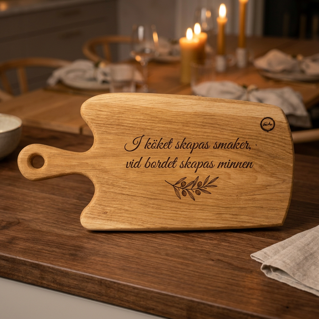 Skärbräda & serveringsbräda i ek med handtag – 50 cm