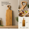 Stor skärbräda och serveringsbräda i ek med handtag, detaljbilder och mått