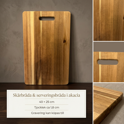 Akaciabräda med greppöppning 40 × 25 cm